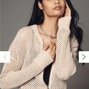 Pilcro Natural Open Knit Cardigan